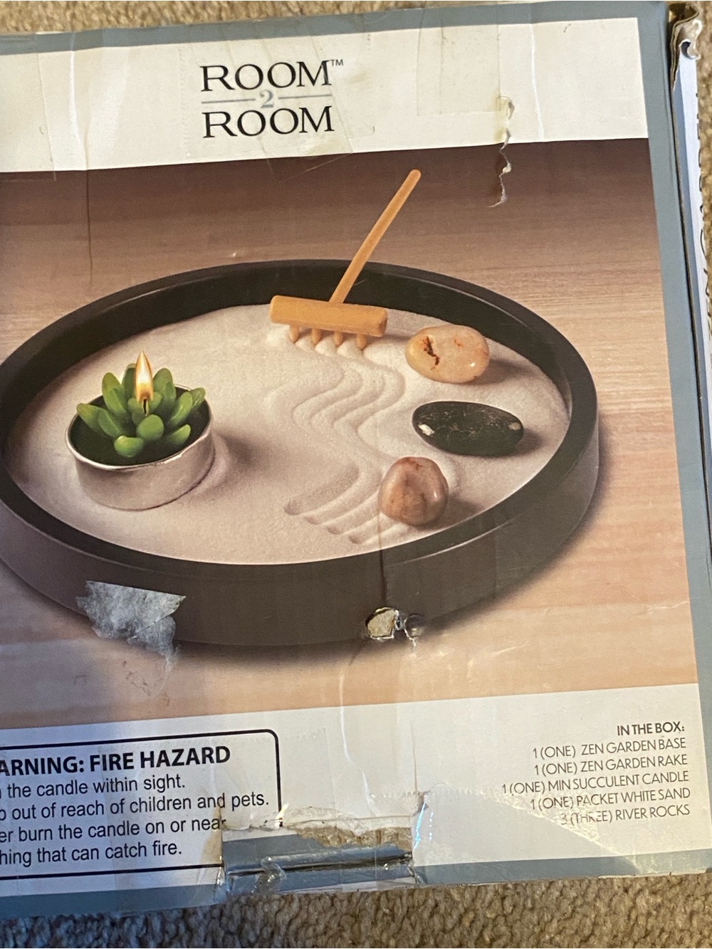 ROOM2ROOM Black Mini Zen Garden with Sand, Rake & Decorative Stones